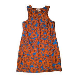 Aryeh Floral Mini Dress Blue Orange Sleeveless Stretch Shift Womens Small